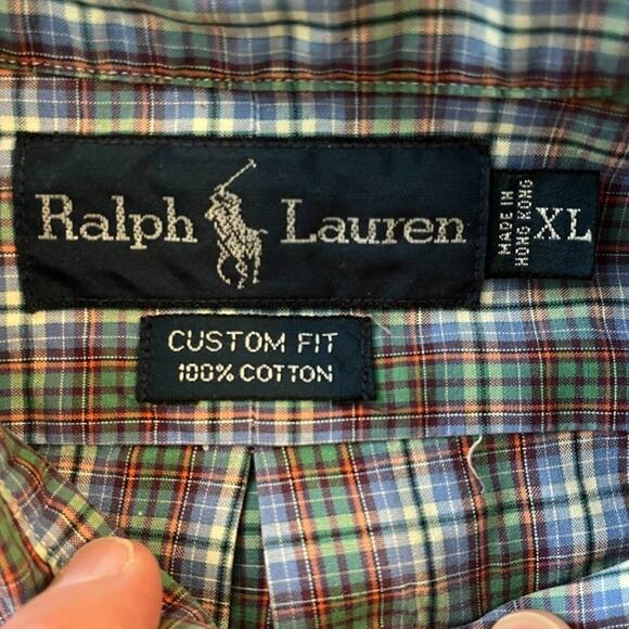 RALPH LAUREN 100% Cotton Long sleeve Lightweight Plaid Button Down Shirt SZ XL - Picture 7 of 9